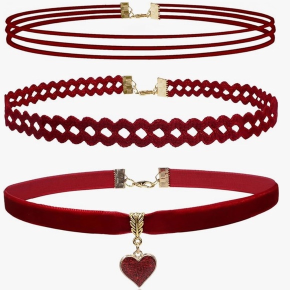 Jewelry - Choker Set 3 PCS Necklace Choker Heart Charm Velvet Gothic Classical Collars